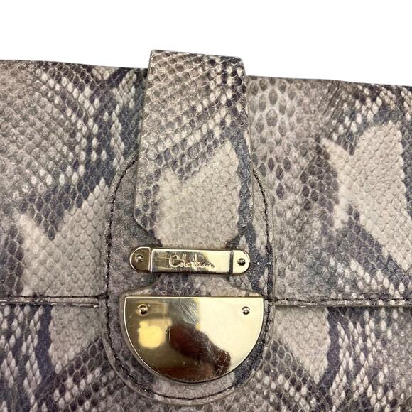 Cole Haan Snake Animal Print Embossed Leather Baguette Handbag Clutch - Picture 3 of 10